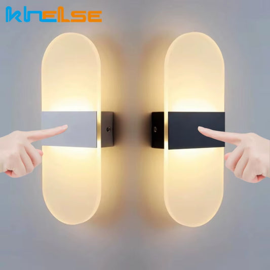 Touch Sensor Switch LED Wall Lamp USB Rechargeable Wireless Acrylic Stair Night Light Bedroom Aisle Kitchen Wall Sconce Lighting