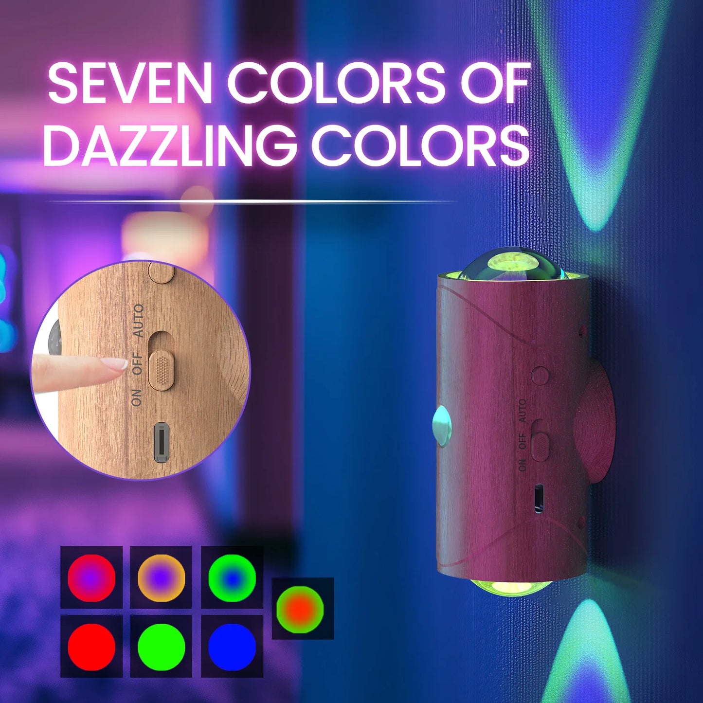 1PC/2PCS /4PCS Rechargeable LED Night Lights with Motion Sensor Wall Lights, RGB Gradient Ambient Light, Dimmable Indoor Lamps,