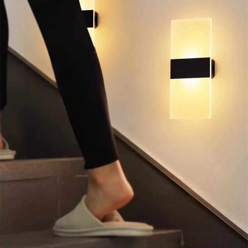 Touch Sensor Switch LED Wall Lamp USB Rechargeable Wireless Acrylic Stair Night Light Bedroom Aisle Kitchen Wall Sconce Lighting