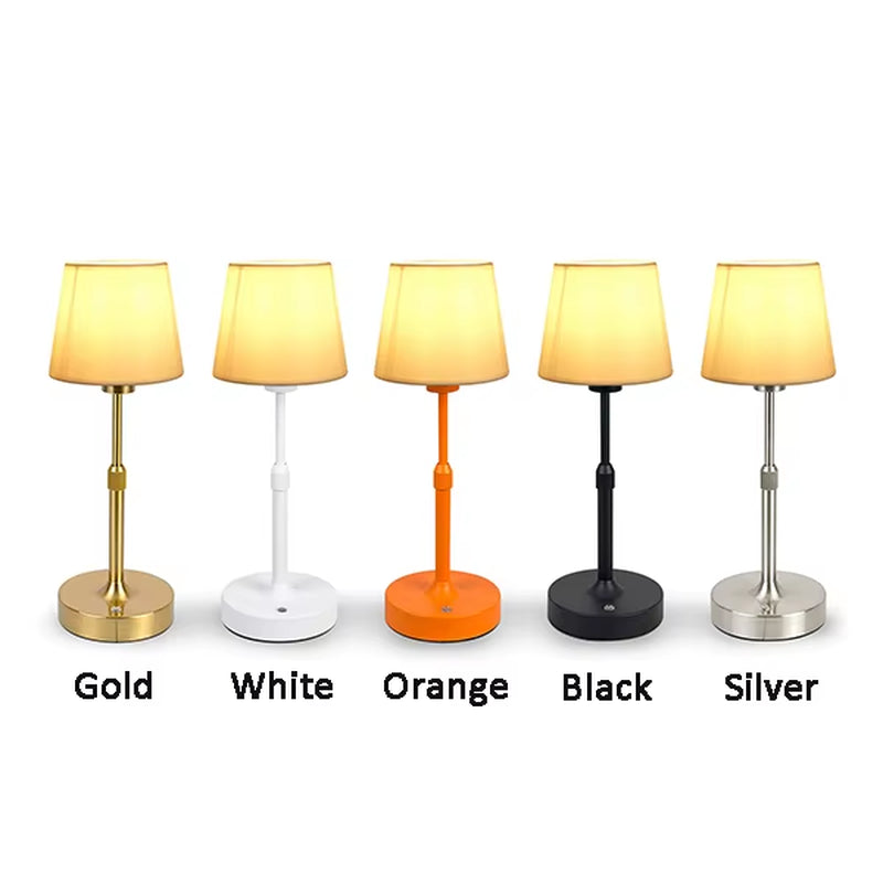 Fabric Desk Lamp Rechargeable Touch Table Lamp Replaceable E12 Bulb 2700K for Restaurant Hotel Room Bedside Decor Lighing