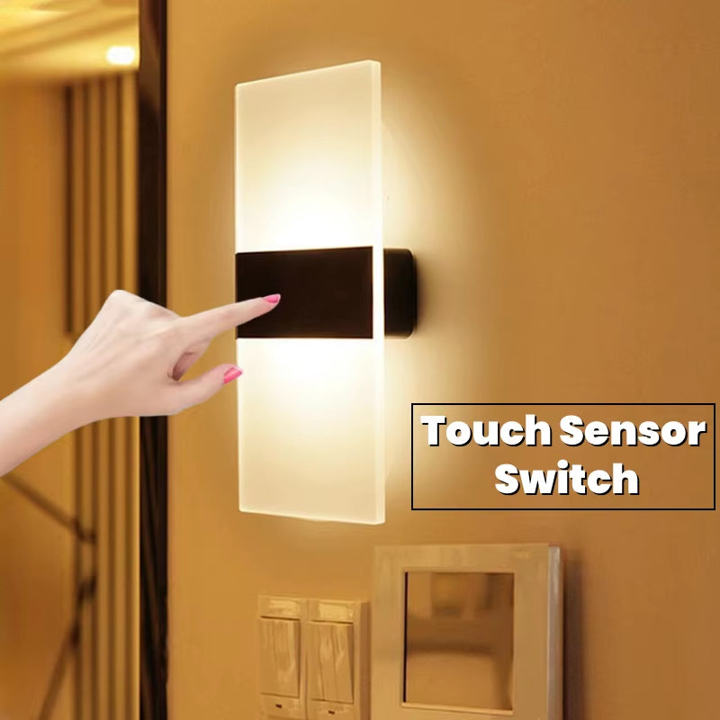 Touch Sensor Switch LED Wall Lamp USB Rechargeable Wireless Acrylic Stair Night Light Bedroom Aisle Kitchen Wall Sconce Lighting