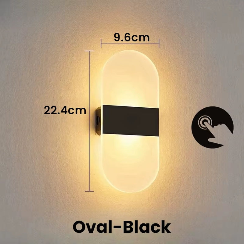 Touch Sensor Switch LED Wall Lamp USB Rechargeable Wireless Acrylic Stair Night Light Bedroom Aisle Kitchen Wall Sconce Lighting