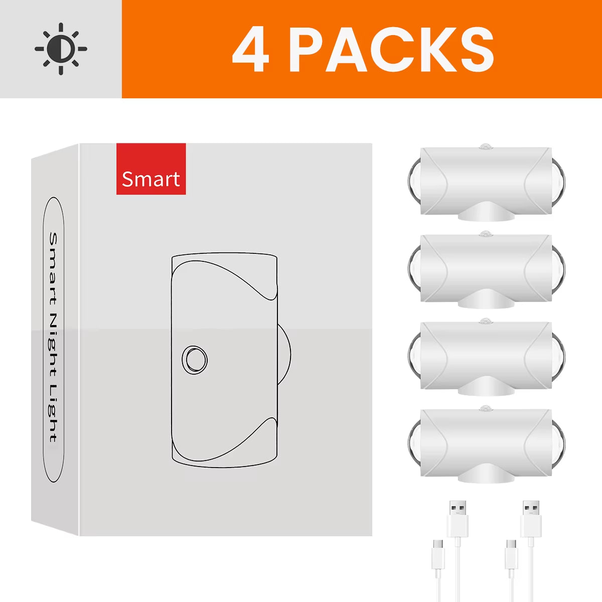 4PCS/2PCS USB Rechargeable Motion Sensor Night Light with 8 Effects, 3 Modes, LED Magnetic Dual-Sided Lamp for Stairway, Bedroom