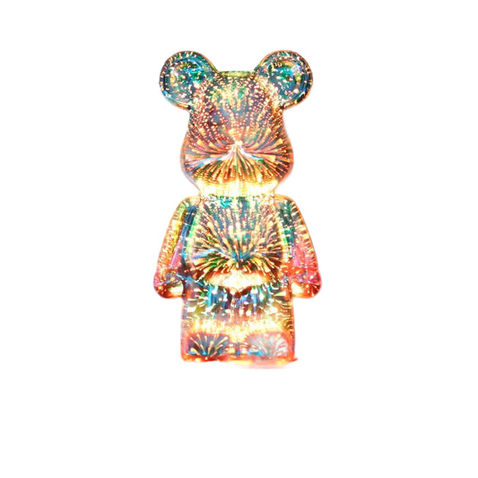 LED Fireworks Lamps 3D Bear Night Light USB Dimmable Projector Colorful Atmosphere Desktop Bedroom Table Decora Lighting Gift