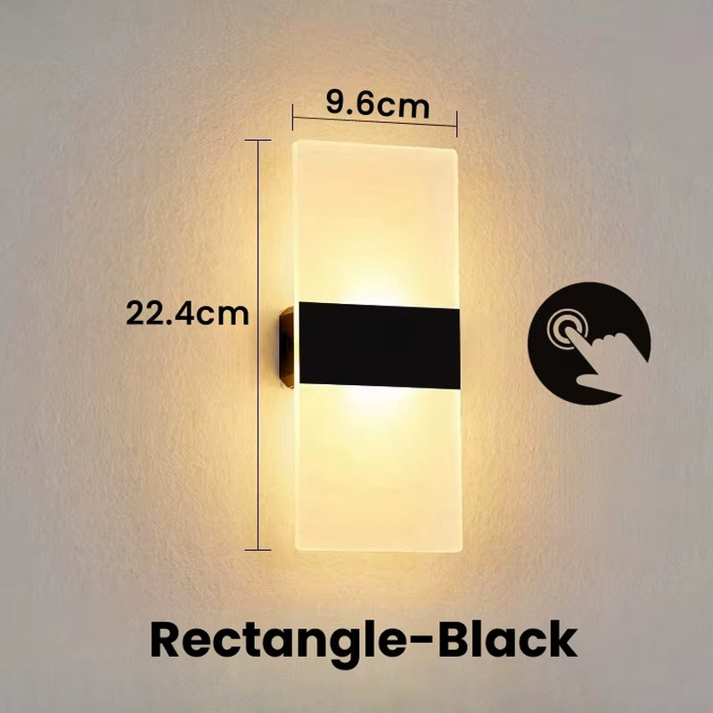 Touch Sensor Switch LED Wall Lamp USB Rechargeable Wireless Acrylic Stair Night Light Bedroom Aisle Kitchen Wall Sconce Lighting