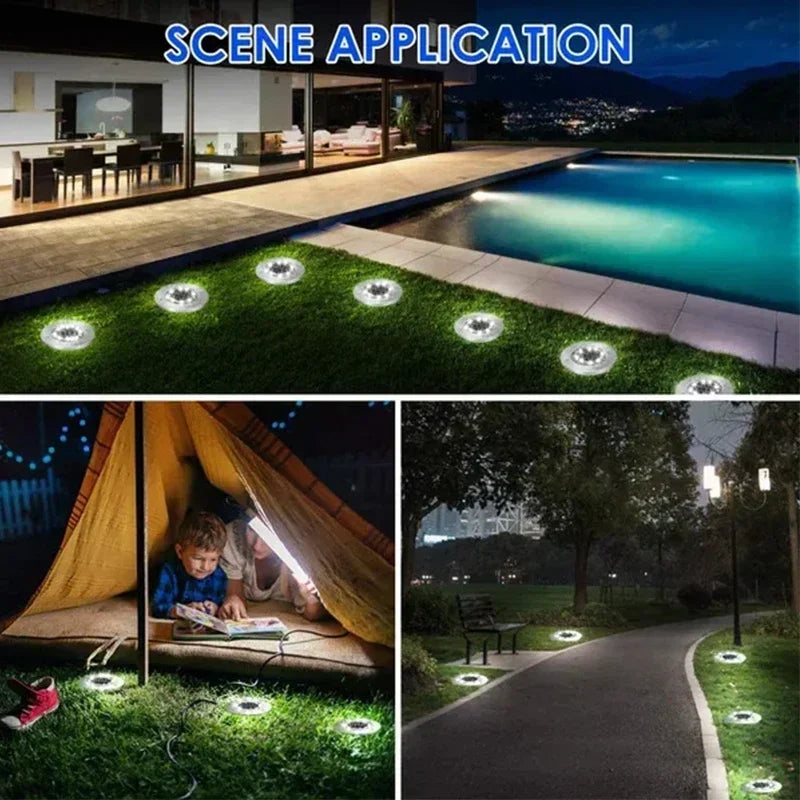 1/4/8Pcs Solar Lights Outdoor 8/20Leds Disk Underground Lamp Spotlight Buried Solar Light for Home Garden Lawn Yard Decoration