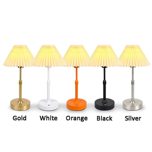 Fabric Desk Lamp Rechargeable Touch Table Lamp Replaceable E12 Bulb 2700K for Restaurant Hotel Room Bedside Decor Lighing