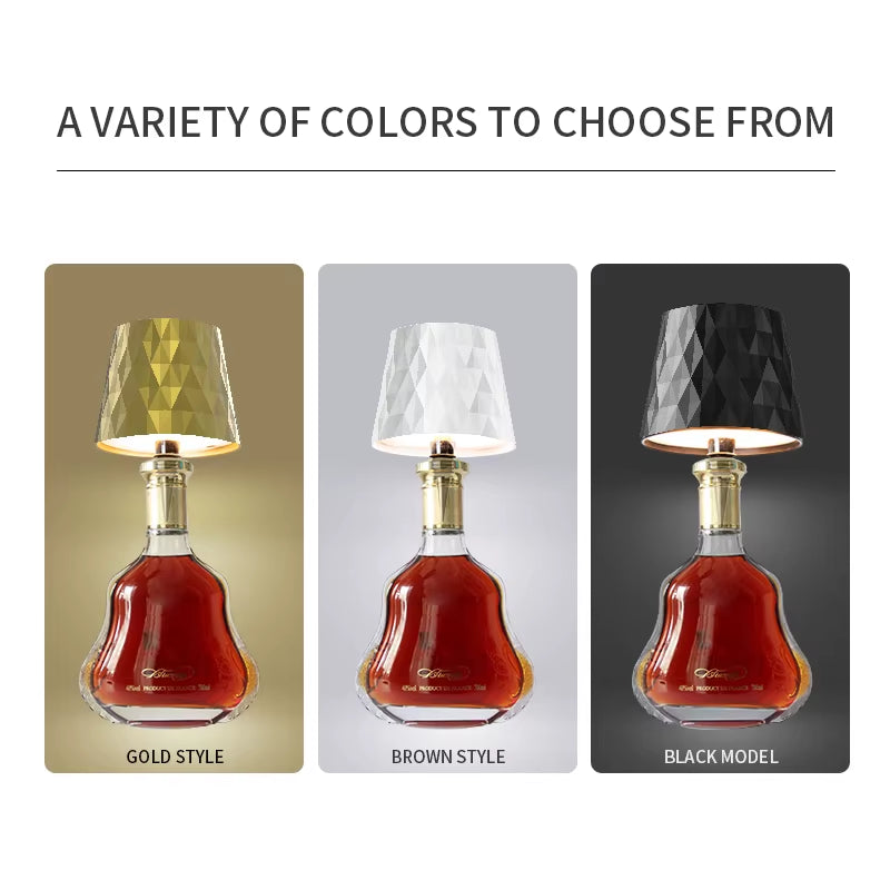 USB Charge Bottle Table Lamp Touch Control of 3 Colors and Stepless Dimming Table Lamp Night Light for Bar Wine Bottles Lights