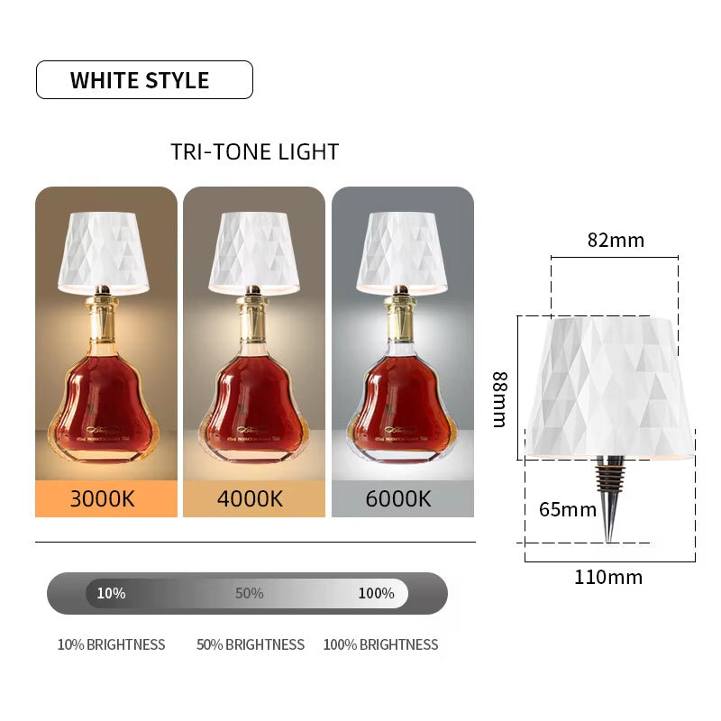 USB Charge Bottle Table Lamp Touch Control of 3 Colors and Stepless Dimming Table Lamp Night Light for Bar Wine Bottles Lights