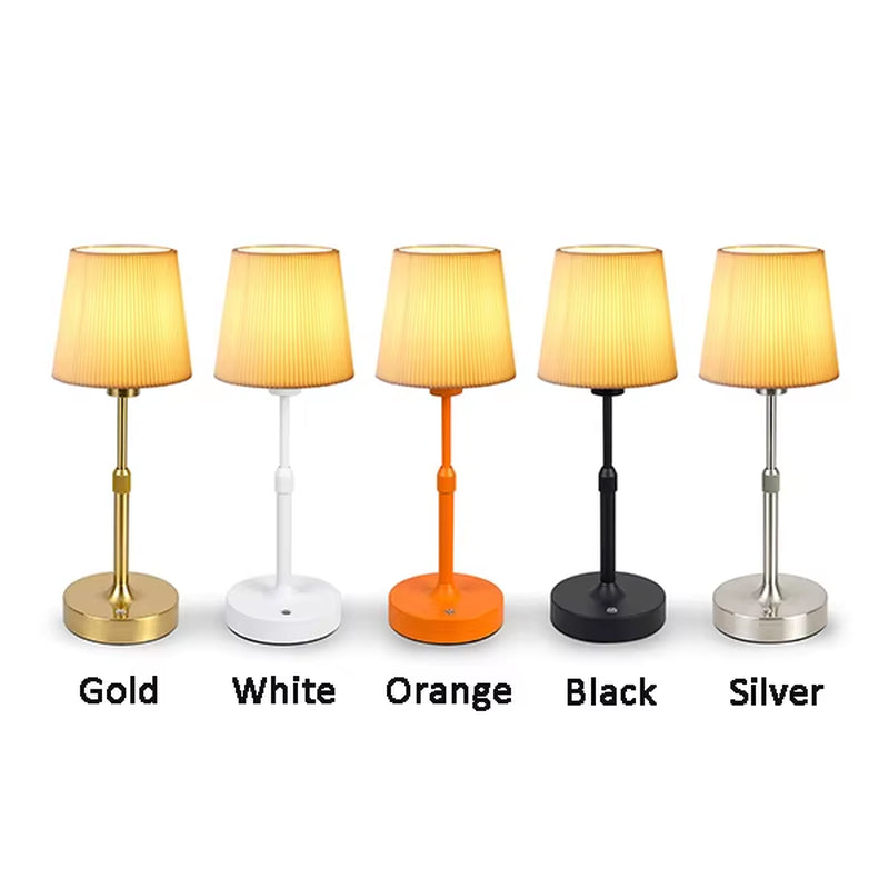 Fabric Desk Lamp Rechargeable Touch Table Lamp Replaceable E12 Bulb 2700K for Restaurant Hotel Room Bedside Decor Lighing