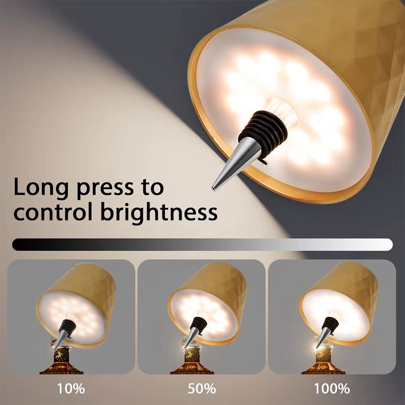 USB Charge Bottle Table Lamp Touch Control of 3 Colors and Stepless Dimming Table Lamp Night Light for Bar Wine Bottles Lights